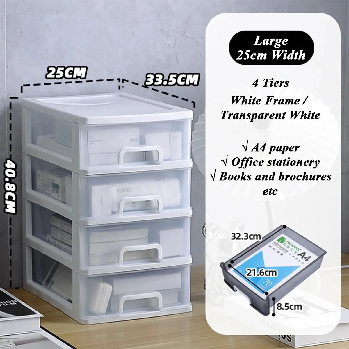 Clear Desktop Storage Box With Drawer Heightened Table Organizer Plastic Office Cabinet For Stationery Cosmetics