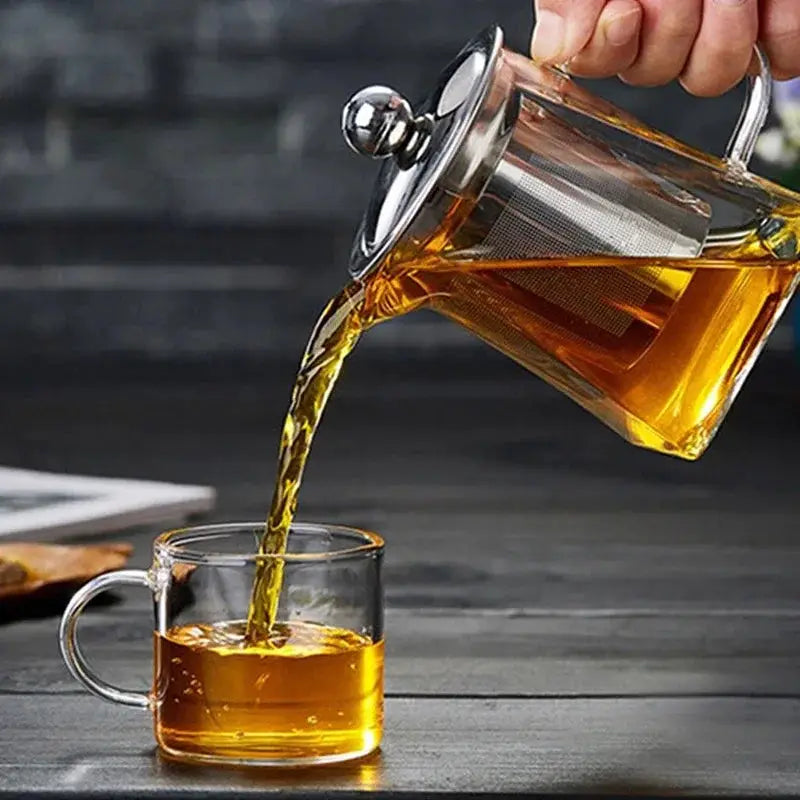 ClearBrew Heat Resistant Glass Teapot With Stainless Steel Infuser Square Design 350ml For Tea And Coffee