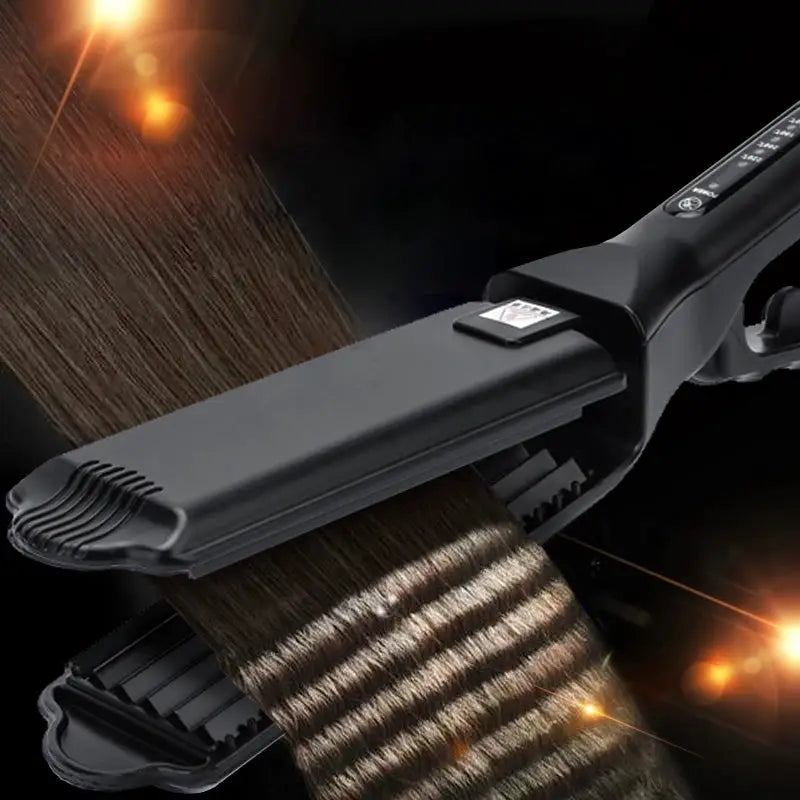 Simples Market professional black ceramic corrugated wave curling iron wand with clip