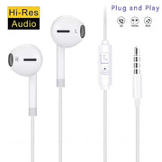 Simples Market white wired earphones with inline mic and 3.5mm plug