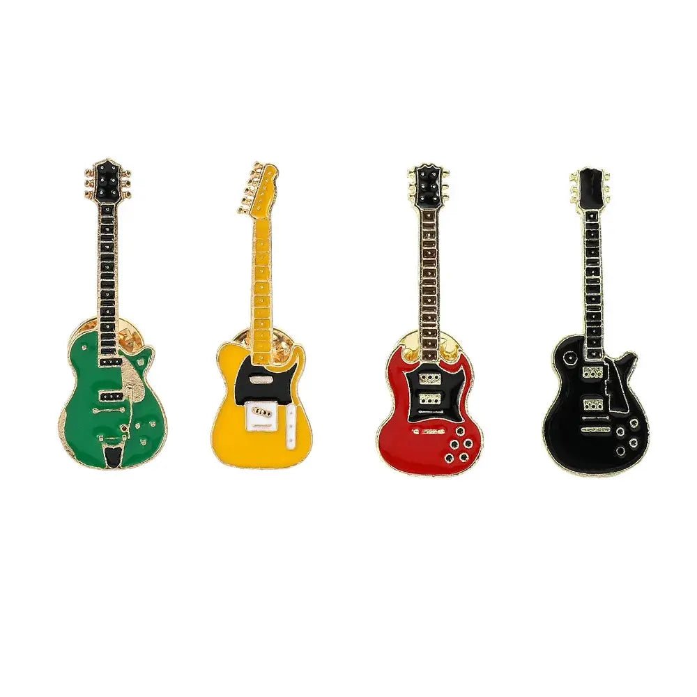 ZAKOL Vintage Metal Enamel Guitar Brooch Unisex Fashion Pin Gift For Men Women Musical Instrument Accessory - Simples Market