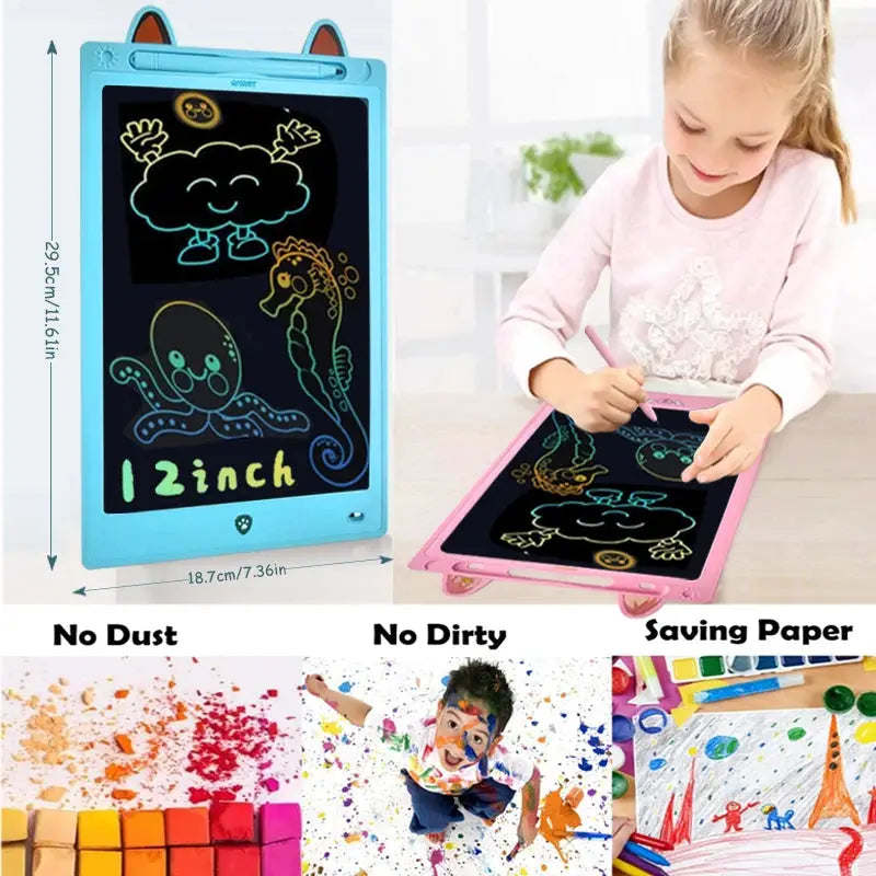 Simples Market 2-pack LCD drawing boards for kids, blue and pink, 8.5/12-inch writing tablets