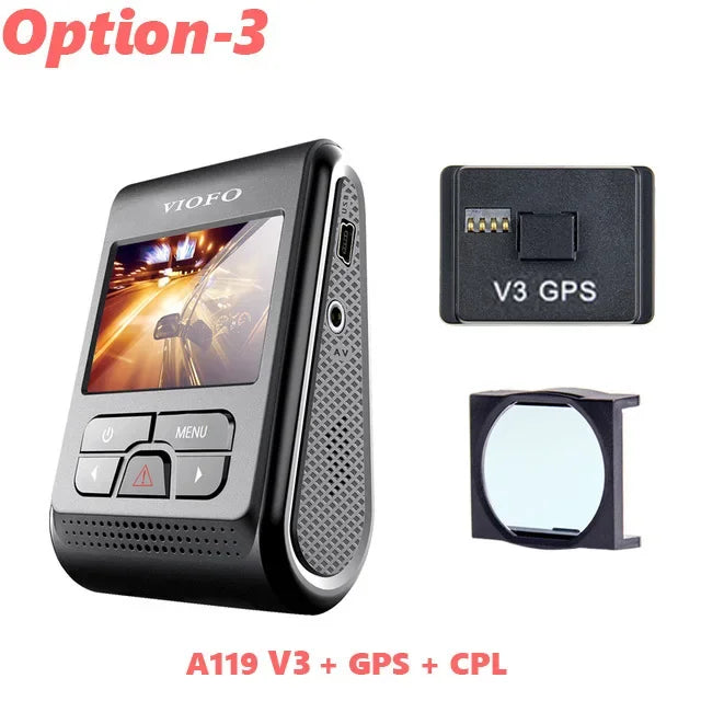 VIOFO A119 V3 dash cam kit with GPS module and CPL filter