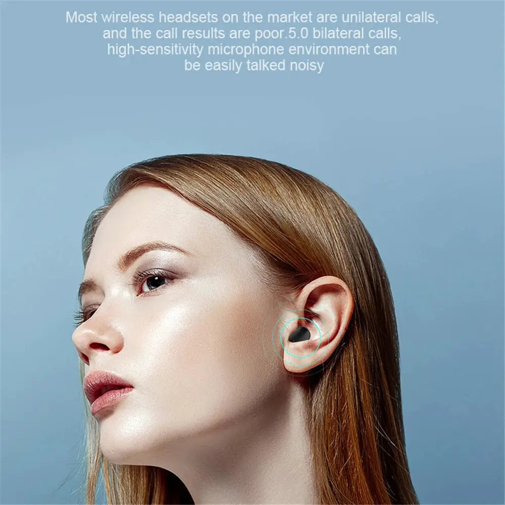 A6S wireless Bluetooth earphones with in-ear design and touch control in black.