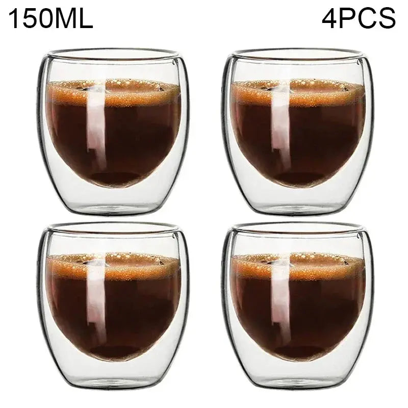 Double Wall Glass Kung Fu Tea Cup Set 80ml 150ml High Borosilicate Transparent Drinkware For Tea Coffee Milk Water