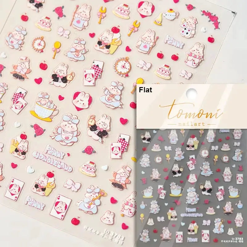 Pink translucent peach jelly 5D self-adhesive nail art stickers with cute fruit 3D decals, Simples Market