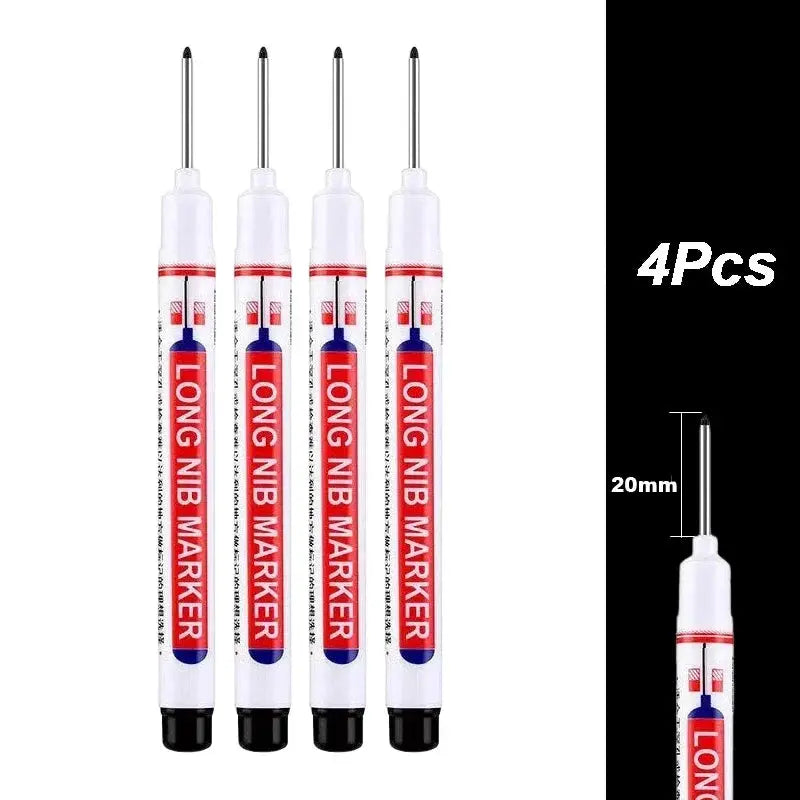 Long Nib Marker set by Simples Market, 4Pcs with 20mm deep-hole nibs, waterproof multi-purpose
