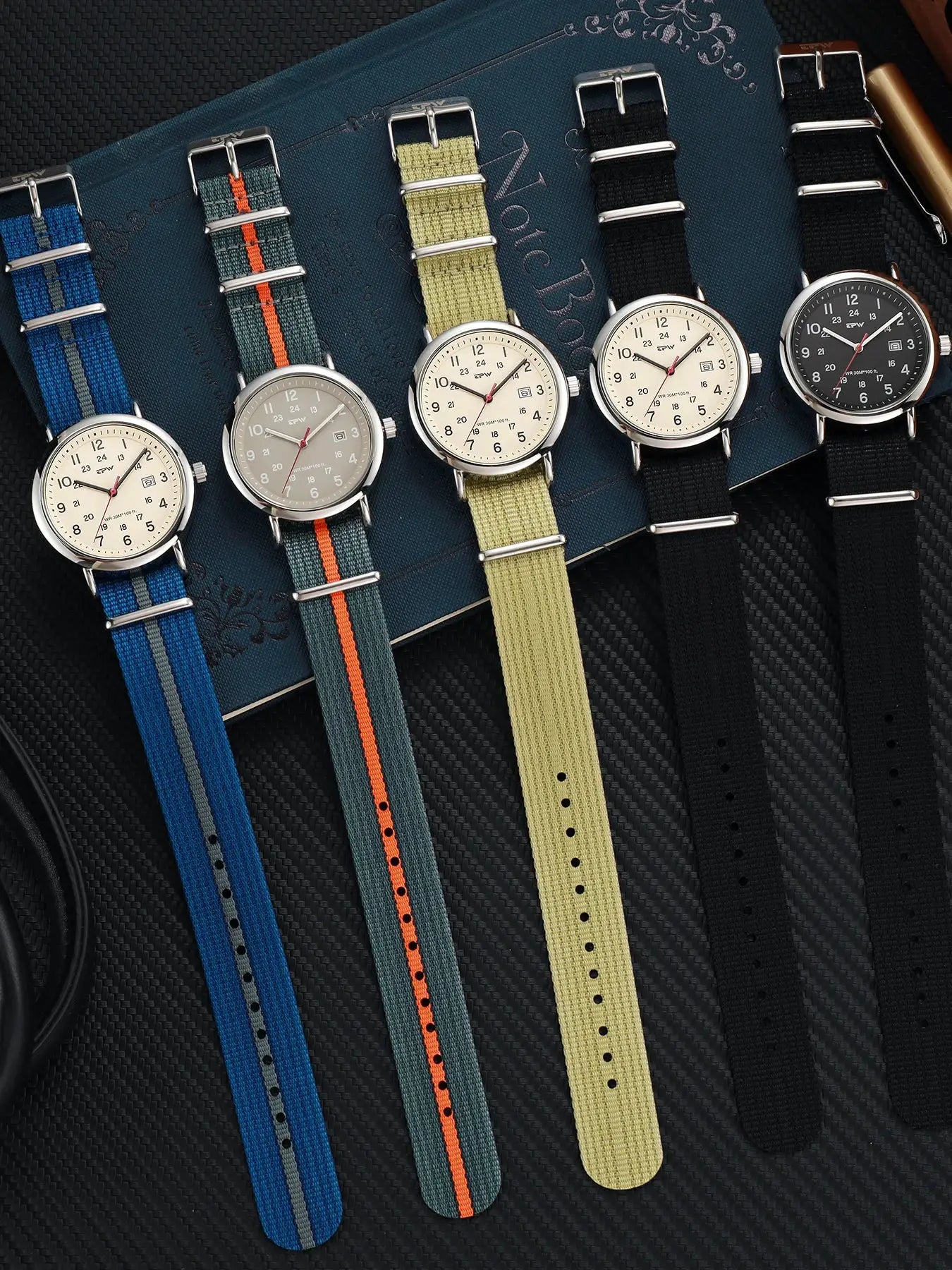 2026 TPW Field Watch with fabric strap; 24-hour display, quartz movement
