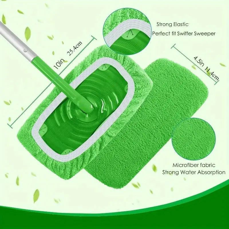 Four Reusable Mop Pads With High Water Absorption And Ultra Fine Fiber Cleaning Pads That Fit Most Standard Mops