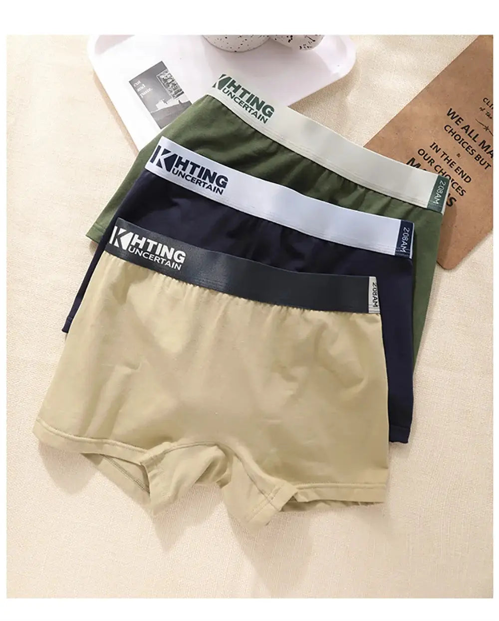 Women's cotton panties 3-pack with breathable antibacterial fabric and high-elastic waistband in assorted colors