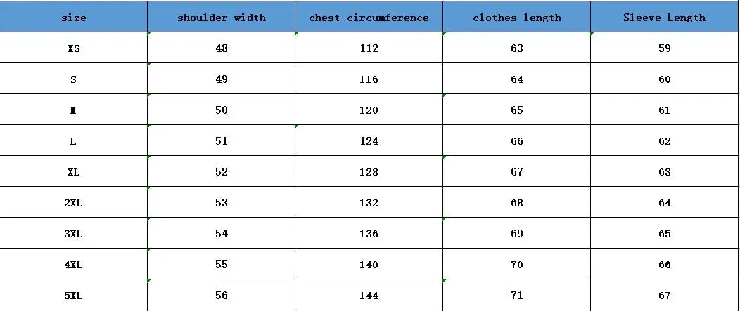 Simples Market fur jacket size chart XS–5XL with shoulder 48–56, chest 112–144