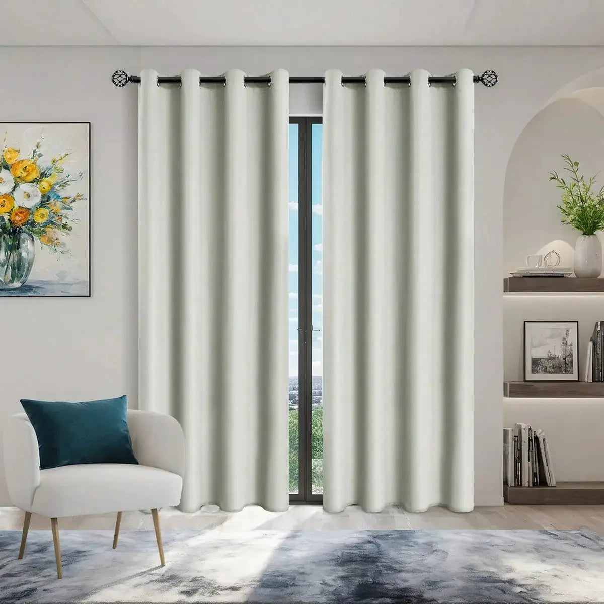 One Panel Solid Blackout Curtains With Grommets Privacy Drapes For Bedroom Living Room Home Decor Lightweight Curtains