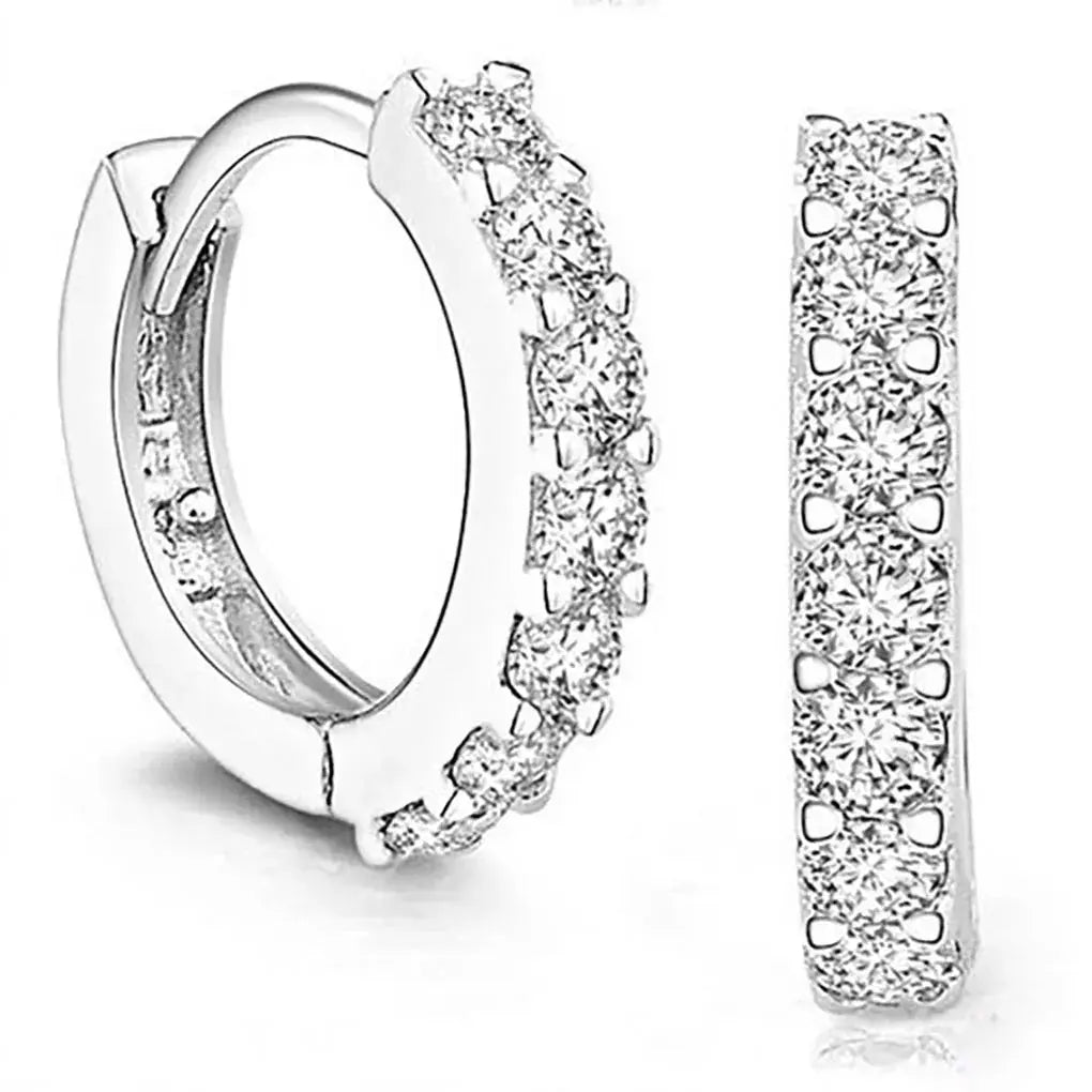 Luxurious Romantic Women's Hoop Earrings Plated Rhinestone Crystal Jewelry Zinc Alloy