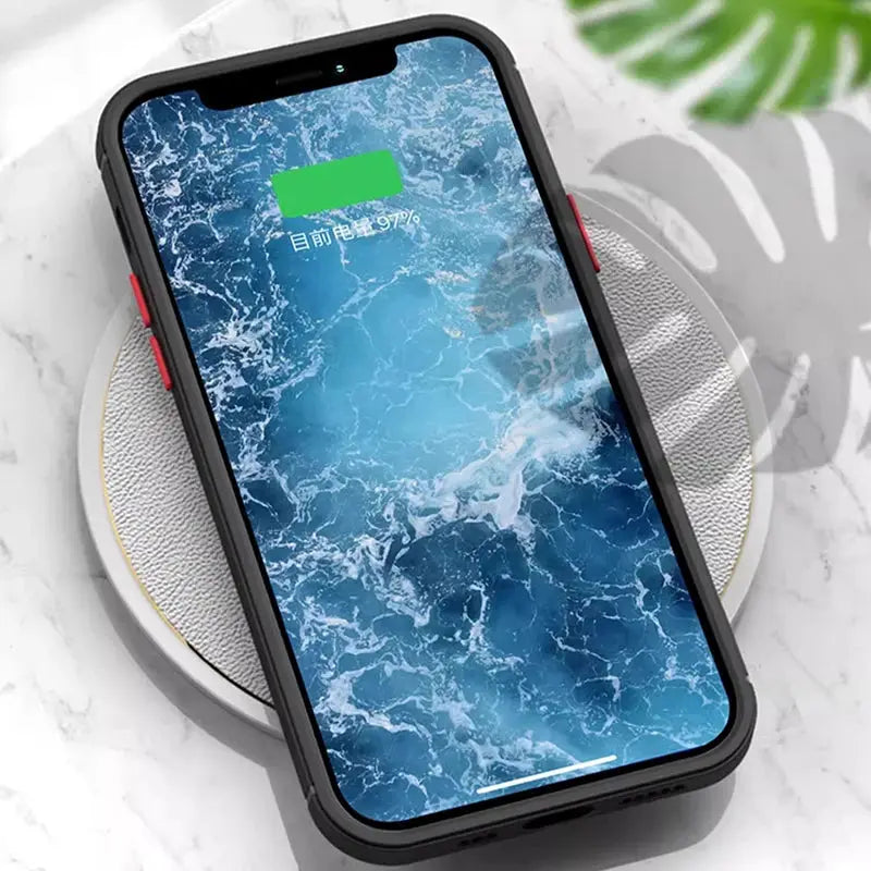 Simples Market S26/S25 Ultra Plus Armor matte magnetic case for Galaxy S26/S25/S24/S23; black frosted finish, on wireless charger