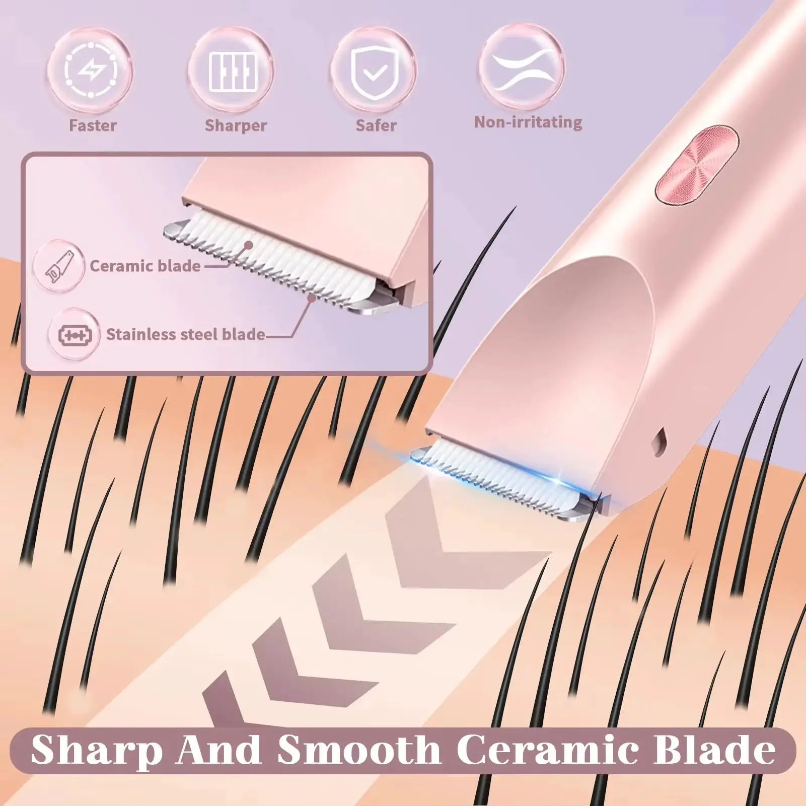AquaGleam Mini Shaver for Women Waterproof Rechargeable Dual Head Bikini Trimmer and Body Hair Remover