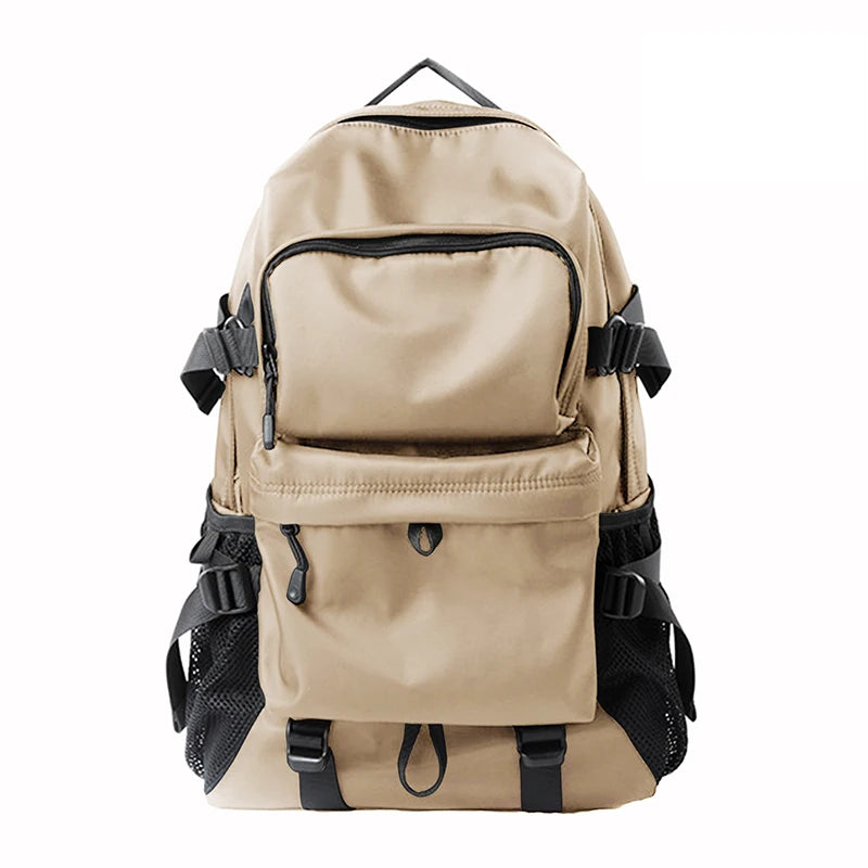 ZUOKEDISI tan travel backpack for 15.6-inch laptop with multiple pockets and side mesh pouches