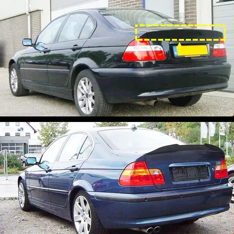 BMW E46 rear spoiler lip wing 3-piece, gloss black ABS ducktail with adhesive by Simples Market