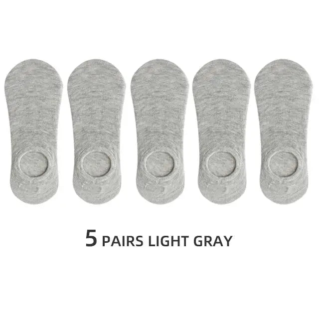 Men Invisible No Show Socks 5 Or 10 Pairs Breathable Cotton Silicone Non Slip Ankle Boat Socks