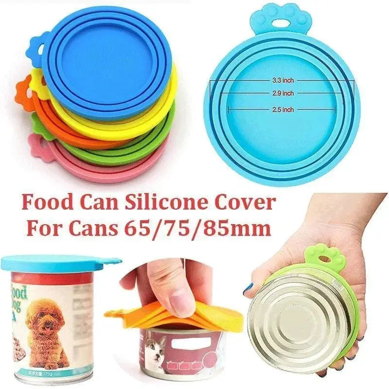 Reusable 3 In 1 Pet Food Can Silicone Cover Lid Airtight Seal for 8.5cm 7.5cm 6.5cm Cans Ideal for Dogs and Cats