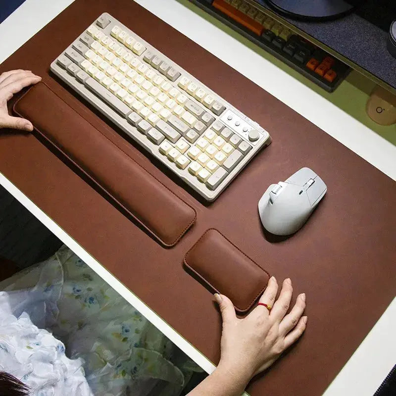 Three Piece Desk Mat Set Waterproof PU Leather Keyboard Wrist Rest Mouse Pad Non Slip Large Mouse Pad And Desk Mat