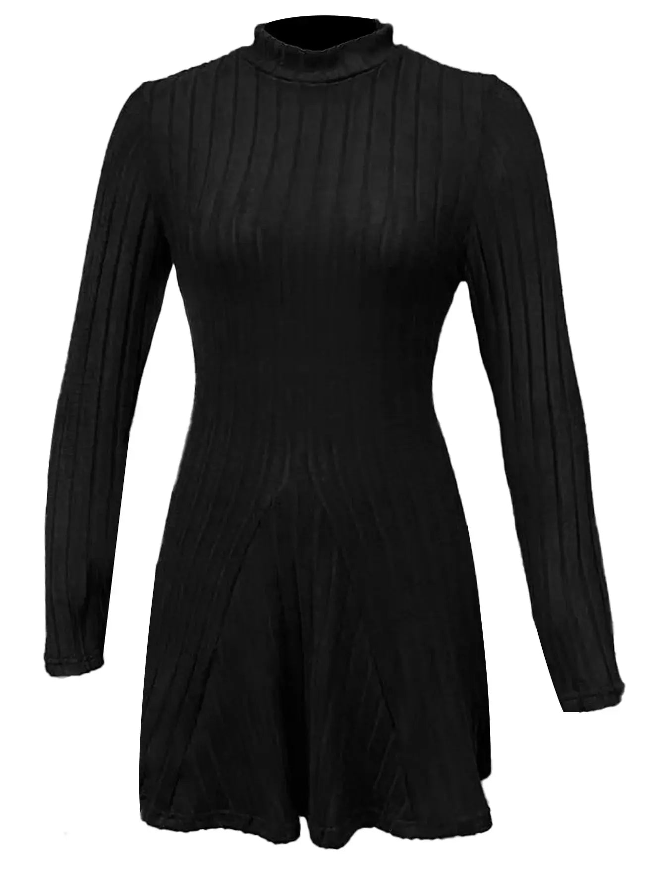LuxeWeave Womens Slim Fit Dress With Half High Collar Cinched Waist Aline Pinstripe Long Sleeves For Autumn And Winter