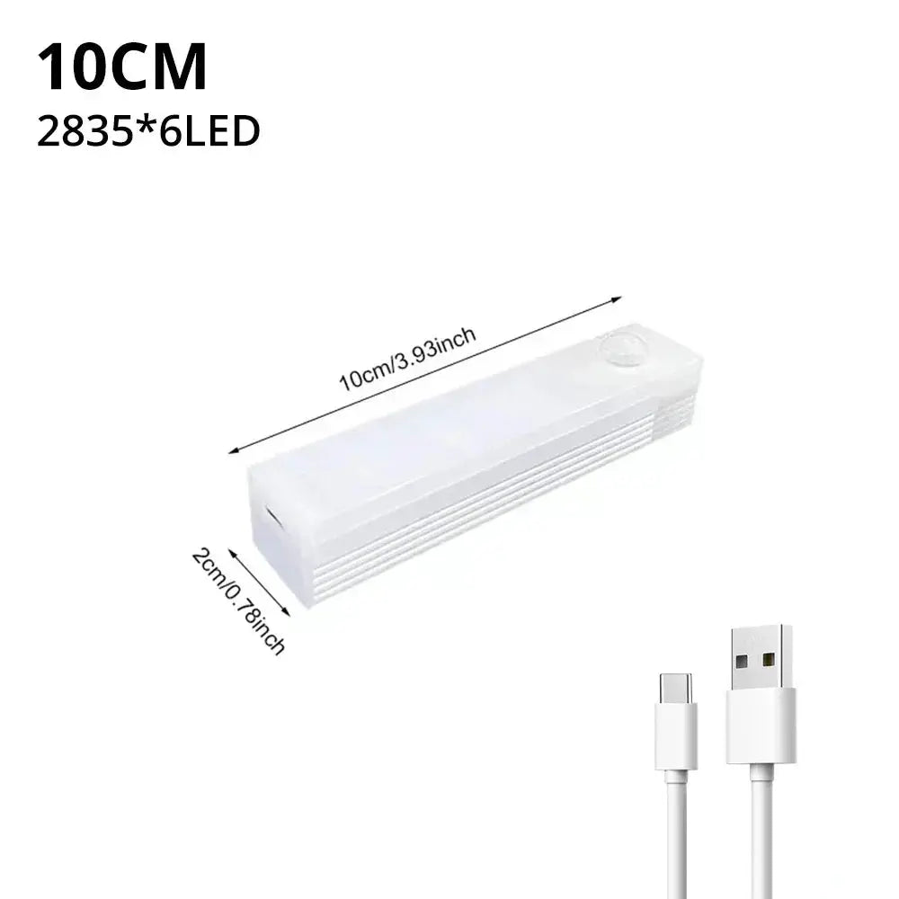 Motion Sensor Wireless LED Night Light USB Rechargeable For Cabinet Wardrobe Staircase Kitchen Backlight