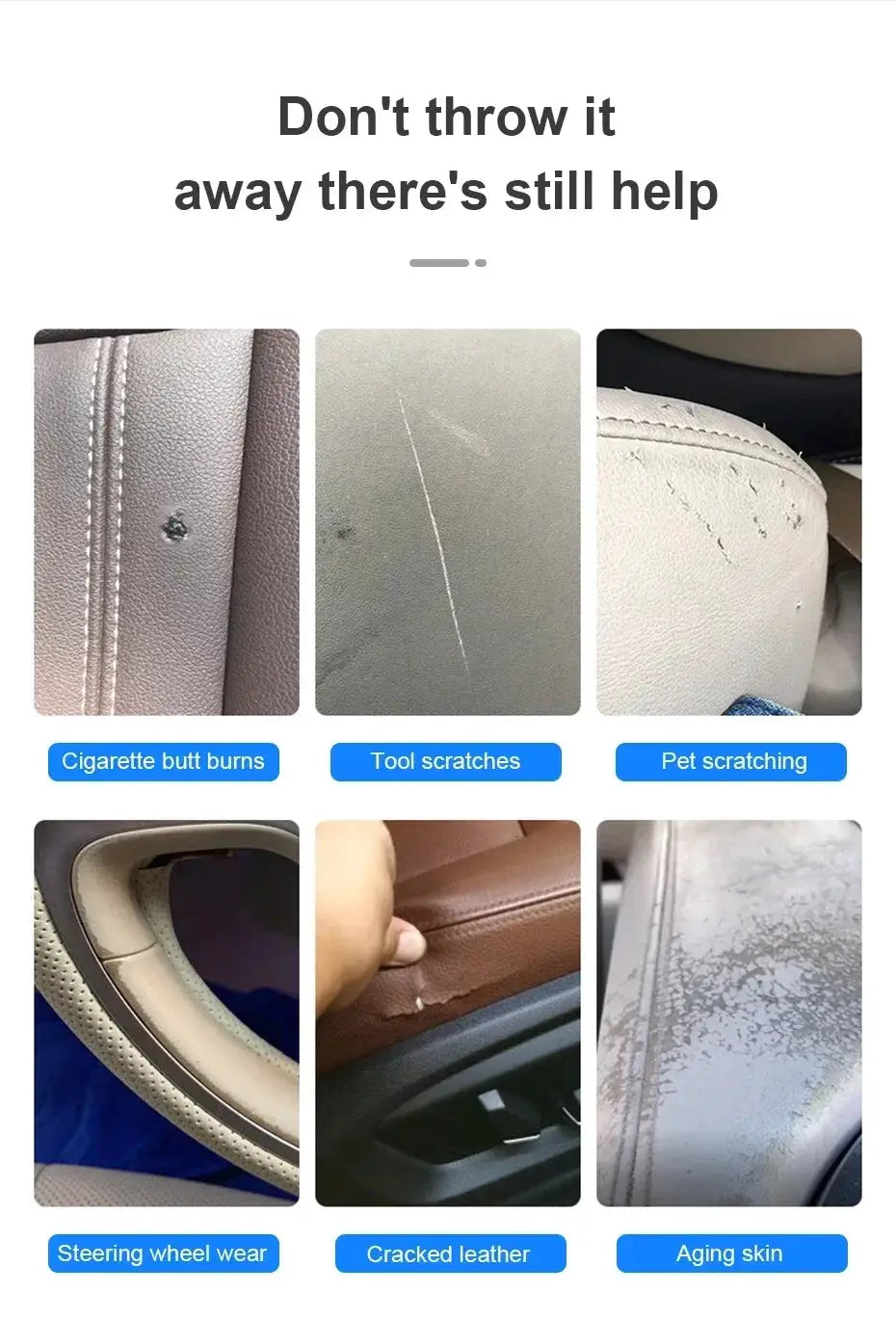 Professional Liquid Leather Repair Kit by Simples Market for car seats and sofas - repair scratches, cracks, holes.