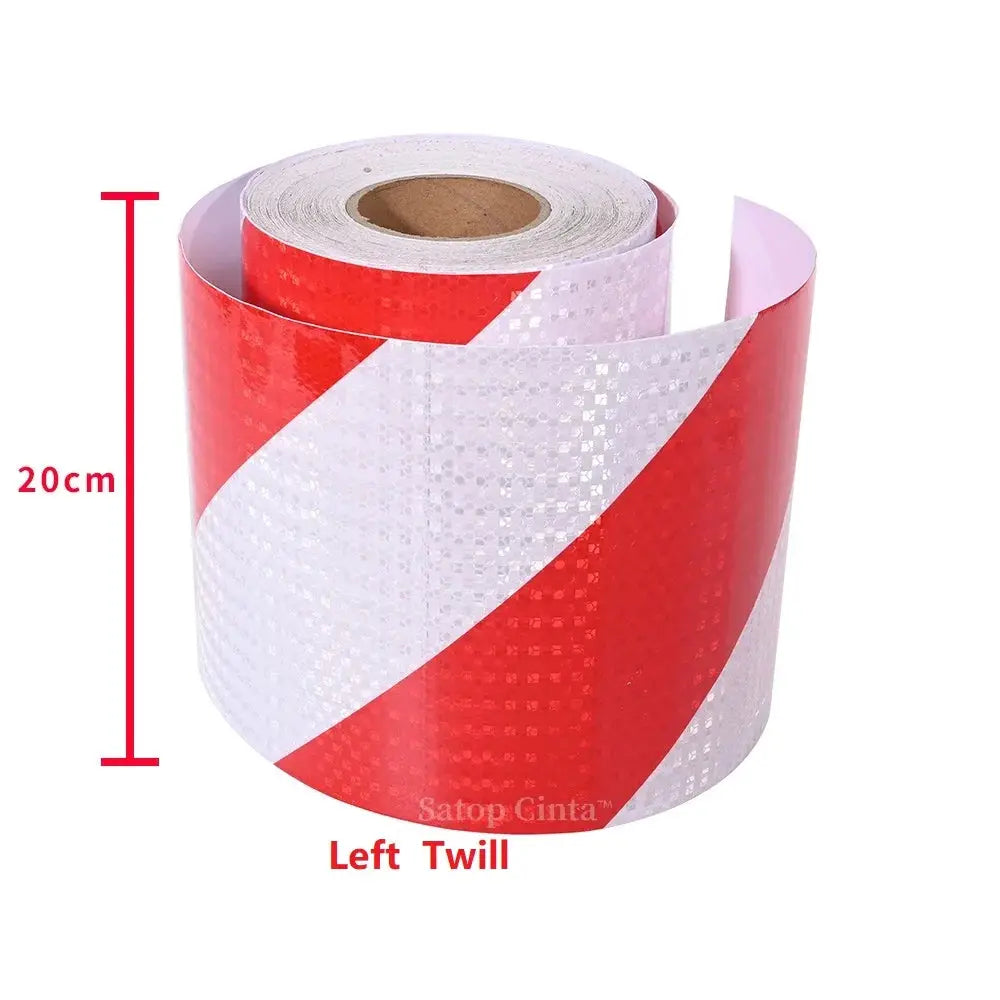 Reflective Adhesive Tape With Twill White Red Stripes Waterproof For Car Left Or Right 5cm 10cm 15cm 20cm By 5m