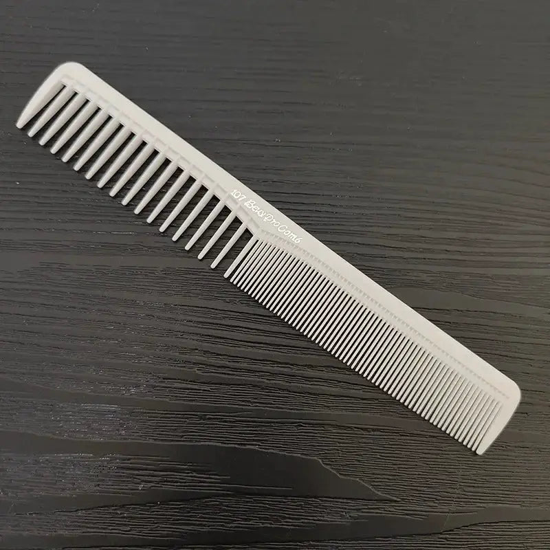 Simples Market professional anti-static flat-head hair cutting comb with wide and fine teeth, white plastic