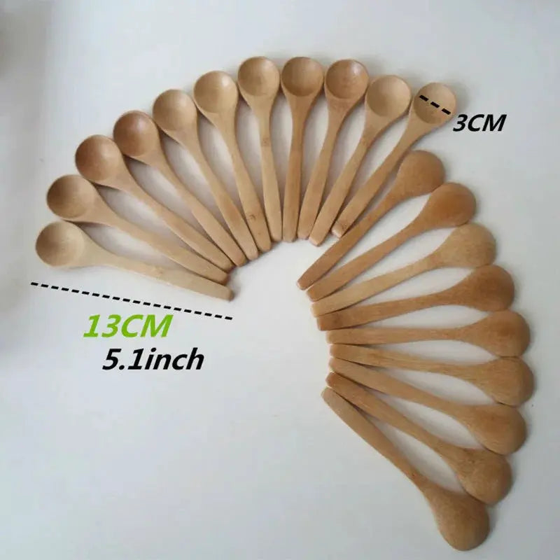 Wooden Honey Spoon Set 10 Piece Ecofriendly Bamboo Kitchen Tableware Condiment Coffee Dessert Tea