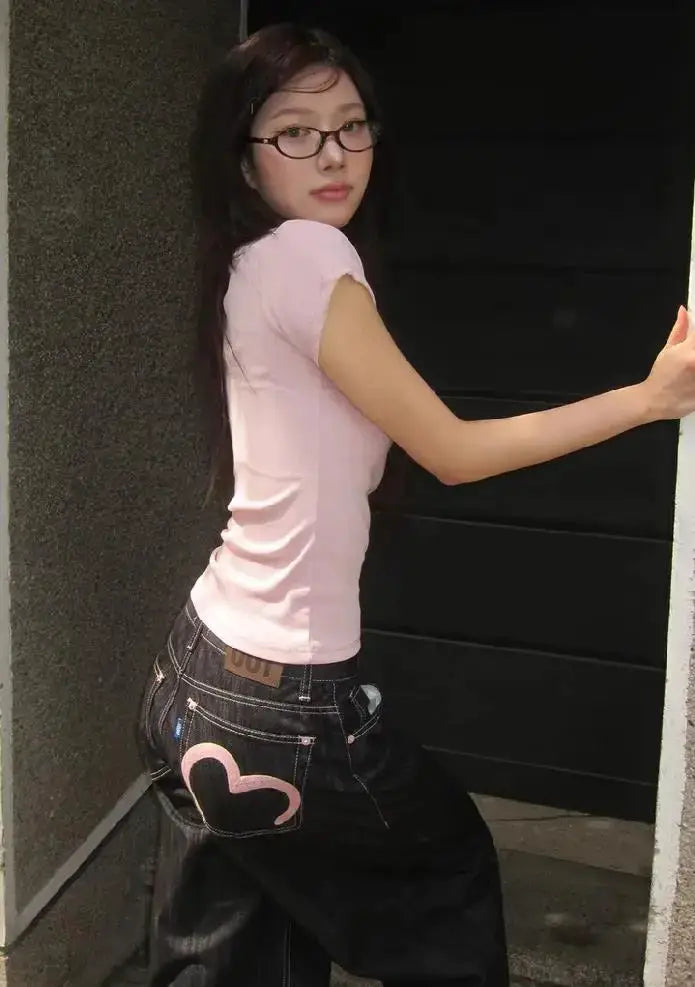 Y2K Wide Leg Denim Jeans Women Baggy Grunge Harajuku Punk Winter