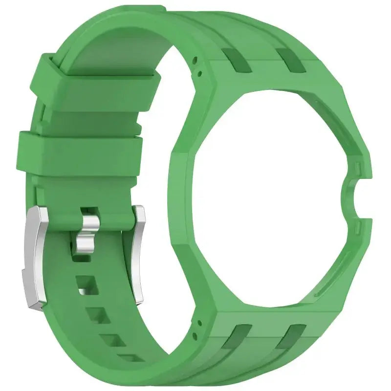 Simples Market green silicone watch strap with silver buckle for Swatch X AP Royal Pop