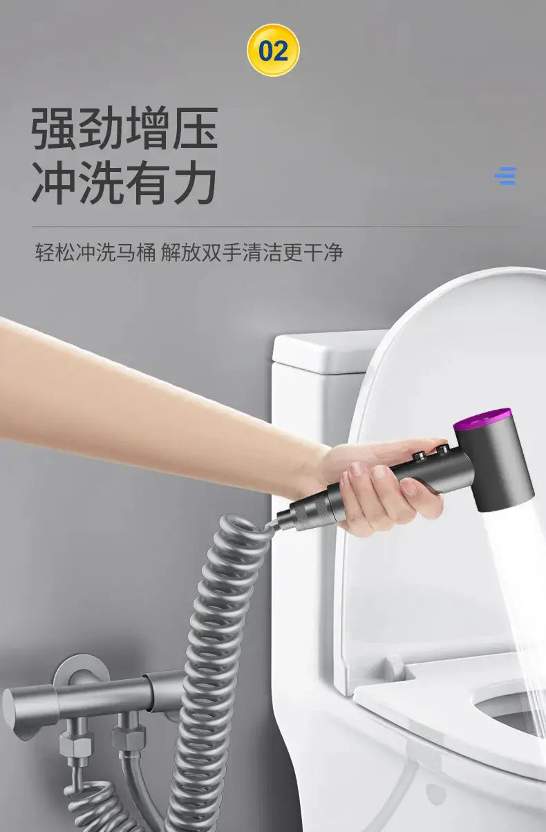Simples Market handheld bidet sprayer with coiled hose and two-mode nozzle for bathroom toilet use