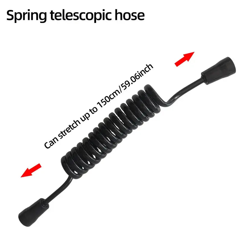 Baokemo toilet bidet sprayer hose with ABS handheld sprayer, spring telescopic coil extends up to 150 cm.