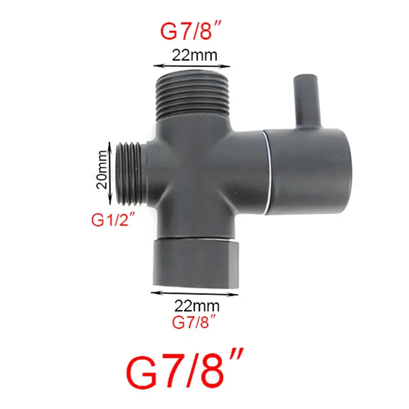 Bidet spray valve, black handheld toilet wash faucet with G7/8 and G1/2 thread ends
