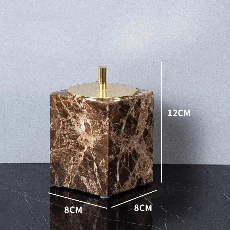 Emperador Dark marble bathroom set soap dispenser with gold pump in brown marble by Simples Market