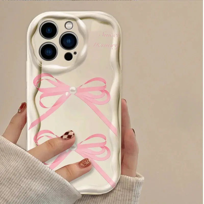 CharmGuard Black Bowknot Heart IPhone Case Silicone Shockproof With Soft Grip For IPhone Models