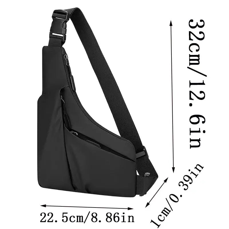 Simples Market men's black versatile crossbody chest bag for daily commuting