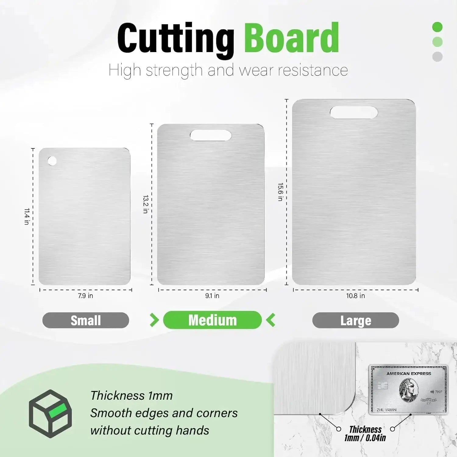 StellarChef Stainless Steel Double Sided Cutting Board Antibacterial Mildew Proof Kitchen Board