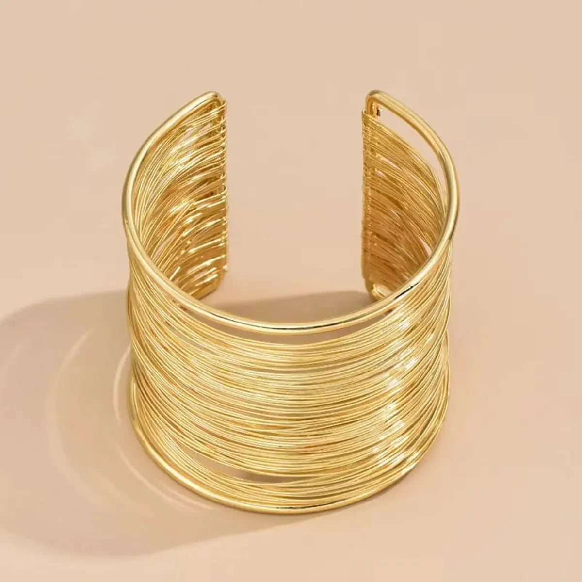 Vintage Hyperbolic Layered Wide Wire Bracelet Cuff Bangle For Women Exaggerated Wrist Wrap Hand Jewelry Gift