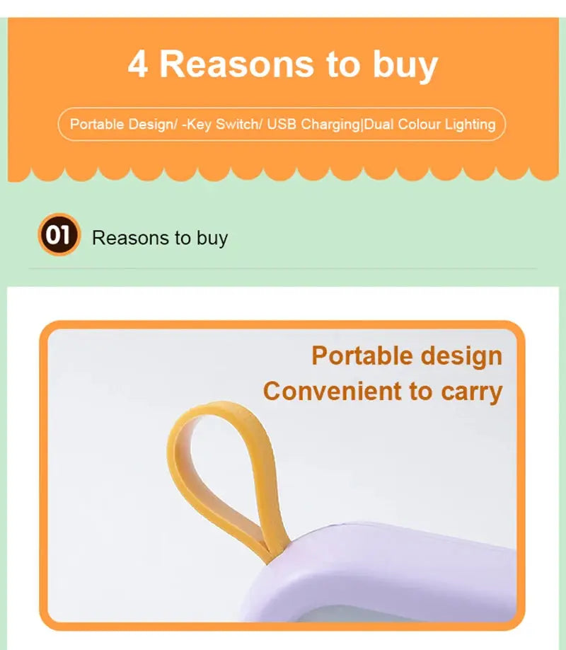 TV Painting Night Light LED by Simples Market; portable lavender lamp with orange carry loop
