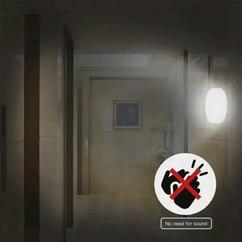 Motion sensor USB rechargeable LED night light by Simples Market, wall-mounted in hallway.