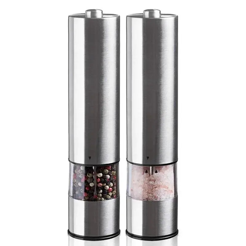 Electric Salt and Pepper Grinder Set Stainless Steel One Handed Operation Automatic Spice Mill with Light for Kitchen