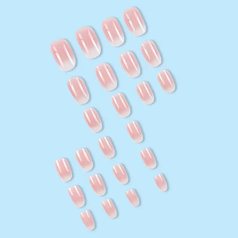 SpringGlow 24Pcs Oval Short Pink Ombre Press On Nails Removable Reusable Nail Art For Sweet Sassy Cool Women