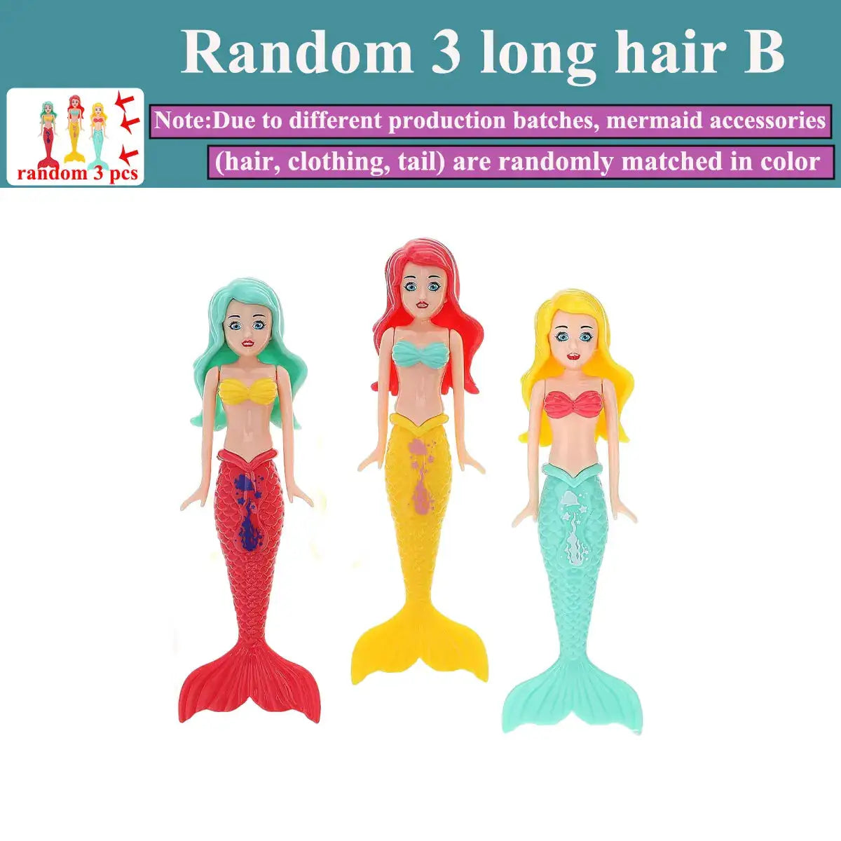 Mermaid Water Play Toys Variety Pack for Pool Beach and Bath Time Kids Gift 3 or 4 Piece Bag