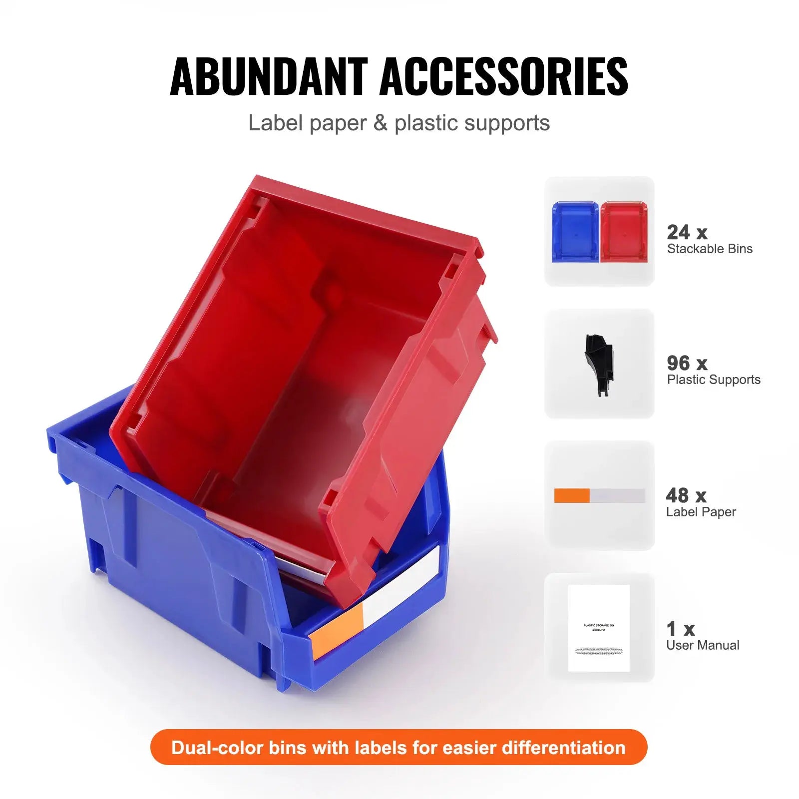 SucceBuy storage bins by Simples Market; blue base with red stackable bin, 24-pack set