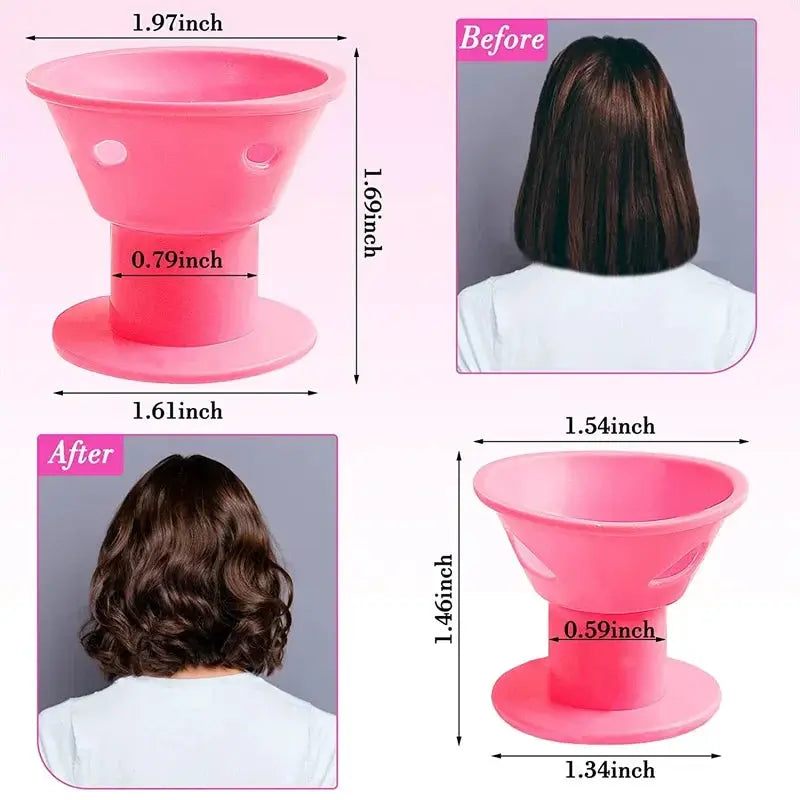 Pink silicone heatless hair curlers with clips by Simples Market for DIY styling