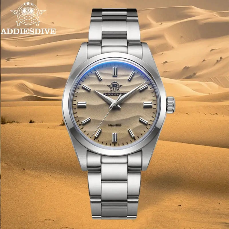 Addiesdive AD2030 Quartz Watch 36mm Stainless Steel Dive Wristwatch With Bubble Glass 10 Bar Water Resistance