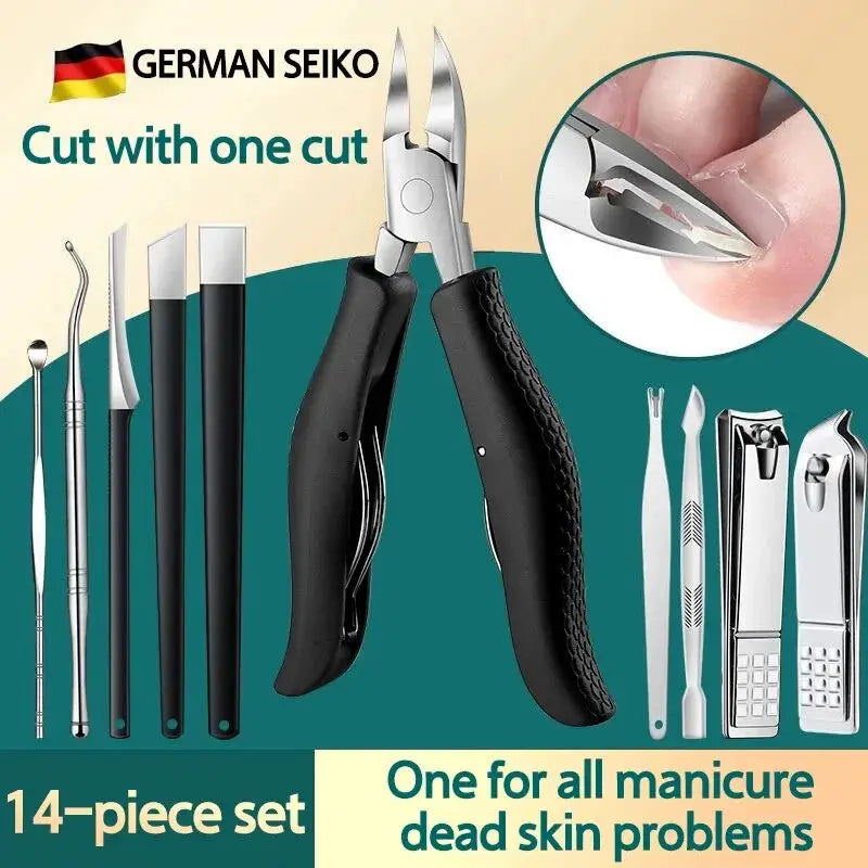 12 Piece Nail Clipper Set Paronychia Home Pedicure Tools High Grade Stainless Steel Manicure Kit