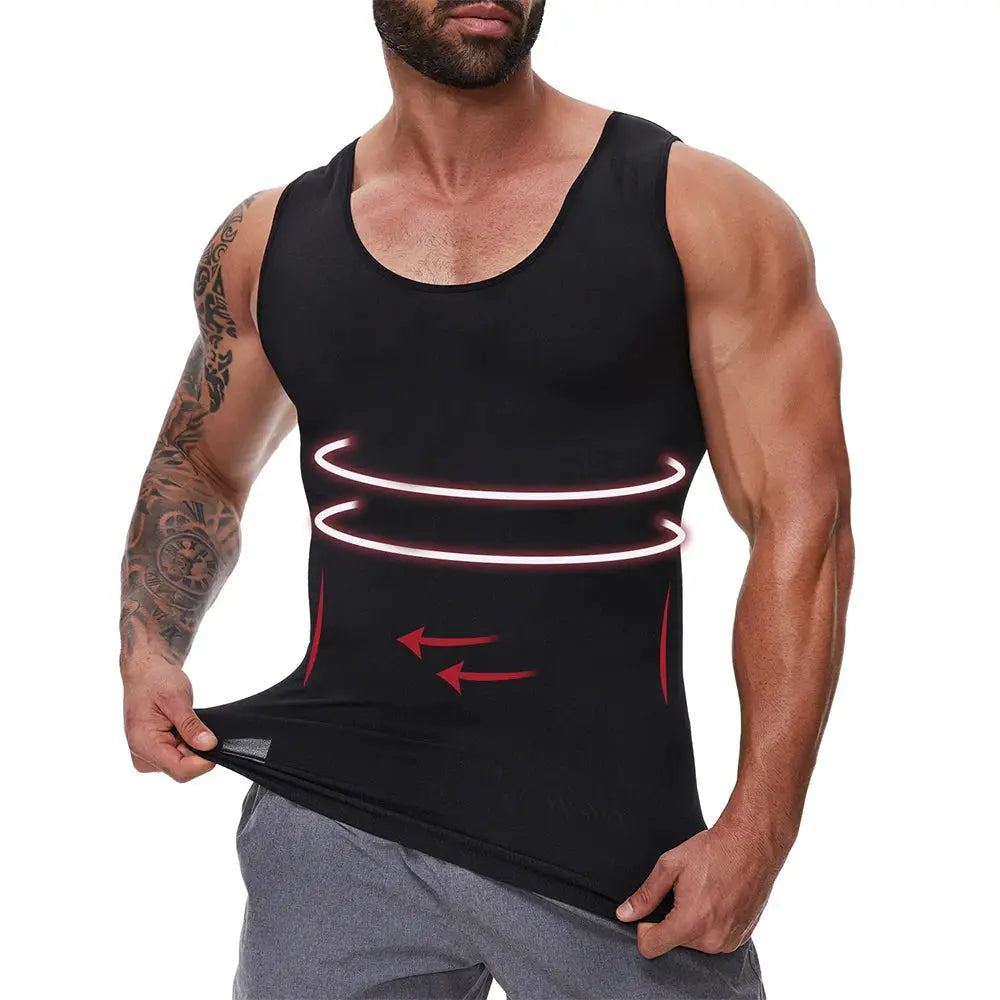 Simples Market 2-pack men's black high-compression tummy-control tank top